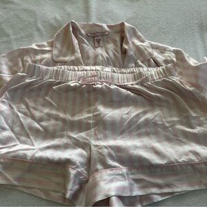 Victoria's Secret Satin Soft Pink and White Pajama set